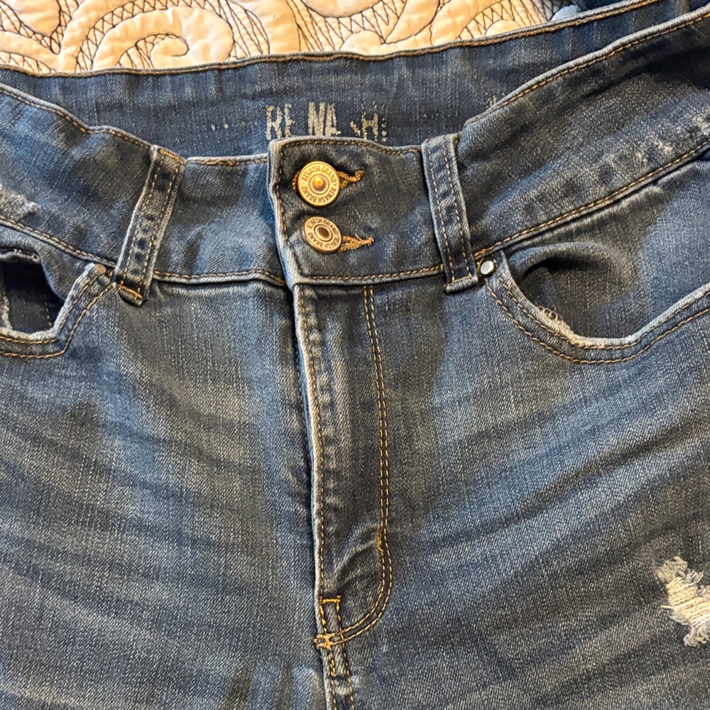 Rewash Blue Denim Women flare ragged bottom Jeans